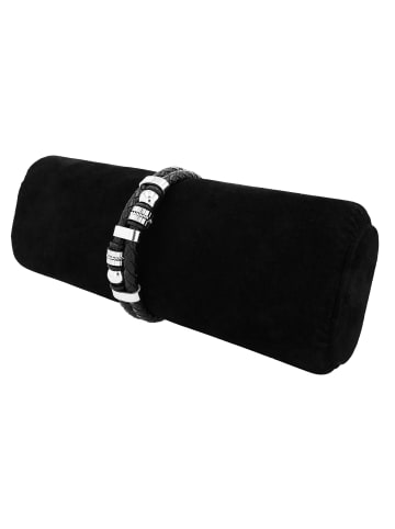 Adeliás Unisex Armband aus Leder 23,5 cm in schwarz