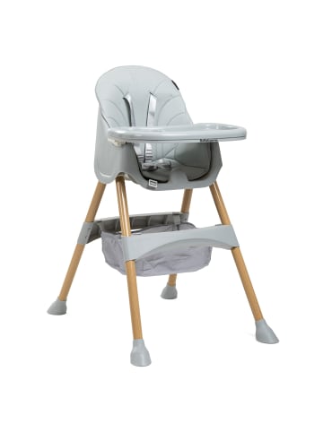 BeBelissimo 2 in 1, Kinderhochstuhl, Babystuhl, Kombihochstuhl -Woodie in Grau
