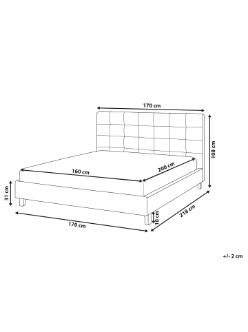 Beliani Wasserbett LA ROCHELLE in Grau/Schwarz - (W) 170 x (H) 108 x (L) 218 cm