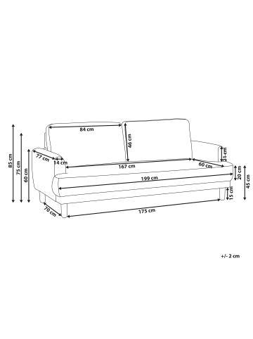 Beliani 3-Sitzer Sofa TUVE in Grün/Heller Holzfarbton - (W) 199 x (H) 85 x (L) 90 cm