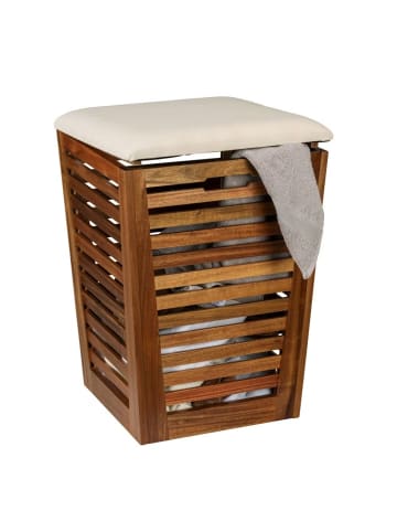 Wenko Wäschekorb mit Sitz FONDI in Braun, (B) 40 x (H) 56 x (L) 40 cm