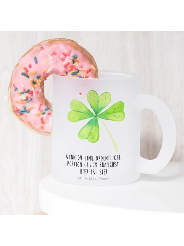 Mr. & Mrs. Panda Tee Tasse Blume Kleeblatt mit Spruch in Transparent