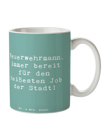 Mr. & Mrs. Panda Mug Spruch Feuerwehrmann Held mit Spruch in Meeresbrise