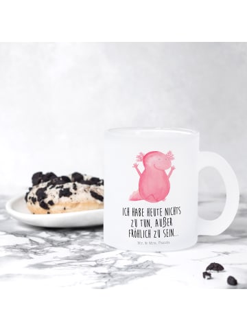 Mr. & Mrs. Panda Trinkglas Axolotl Hurra mit Spruch in Transparent