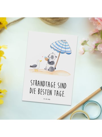 Mr. & Mrs. Panda Postkarte Sommer Strandtage mit Spruch in Weiß