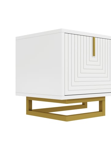 ABRIHOME TV Schrank mit strukturierten Türen goldene Griffe und Beine