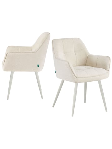 DUBI Möbel 2er-Set: Drehstuhl THOMAS-JILL in Cremeweiß - (B)61 x (H)82 x  (T)62 cm