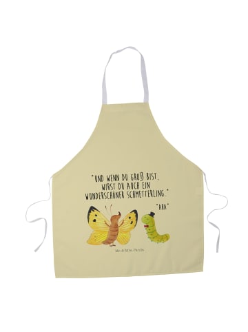 Mr. & Mrs. Panda Schürze Raupe Schmetterling mit Spruch in Gelb Pastell