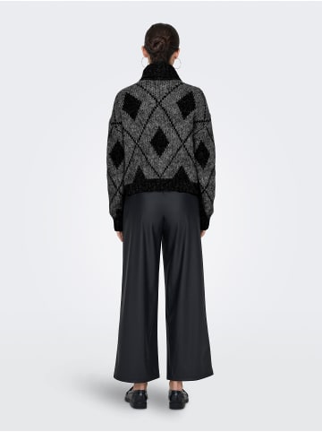 JACQUELINE de YONG Strickpullover Rollkragen Langarm Tiefe Schultern in Dunkelgrau