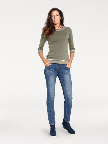 Heine Rundhals-Pullover in oliv