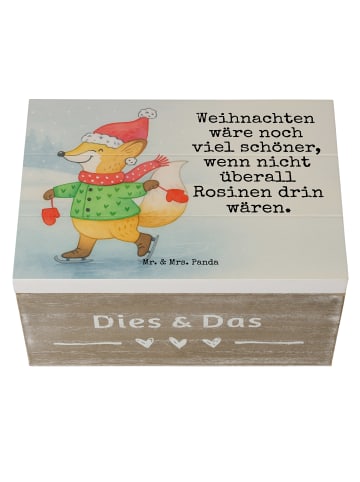 Mr. & Mrs. Panda Holzkiste Fuchs  Schlittschuhe Design mit Spruch in Weiß