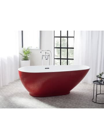 Beliani Freistehende Badewannen GUIANA in Rot/Weiß - (W) 82 x (H) 59 x (L) 173 cm