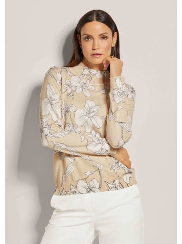 MADELEINE Feinstrick-Pullover mit Unikat-Print in wollweiß / beige