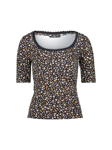 Zero  Blumenshirt mit Wellensaum in BlackCream