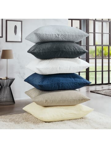 REDBEST Microfaser-Seersucker, Microfaser Kissenbezug Detroit in dunkelblau