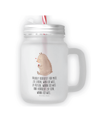 Mr. & Mrs. Panda Trinkglas Mason Jar Bär Marienkäfer mit Spruch in Transparent