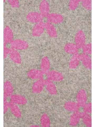 Faera Dreieckstuch Blütenmotiv Weiche Strickoptik in Pink
