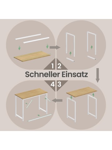 VASAGLE Schreibtisch Barnet in Natureichenfarben-Weiß - (B)80 x (H)76 x (T)50 cm