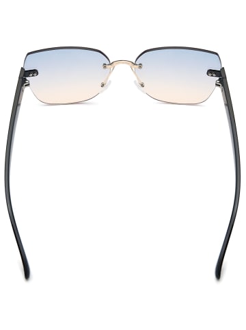 styleBREAKER Rahmenlose Rechteckige Sonnenbrille in Schwarz / Grau-Apricot Verlauf