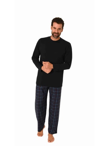 NORMANN Schlafanzug lang Pyjama Set Flanell Hose - 70934 in schwarz