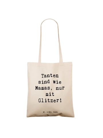 Mr. & Mrs. Panda Tasche Spruch Glitzernde Tante mit Spruch in Creme