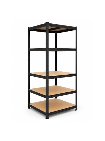 relaxdays Schwerlastregal in Schwarz/ Braun - (B)60 x (H)200 x (T)60 cm