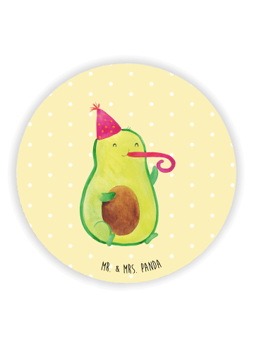 Mr. & Mrs. Panda Rund Magnet Avocado Feier ohne Spruch in Gelb Pastell