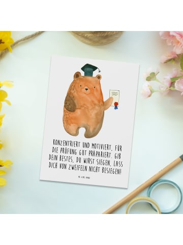 Mr. & Mrs. Panda Postkarte Prüfungen bestehen mit Spruch in Weiß