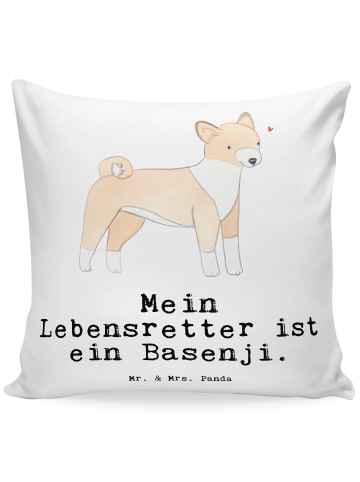 Mr. & Mrs. Panda Kissen 40x40 Basenji Lebensretter mit Spruch in Weiß