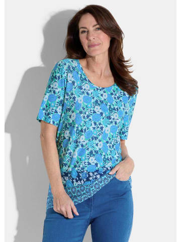 GOLDNER Kurzgröße:  Shirt Shirt in türkis / blau / weiß / gemustert