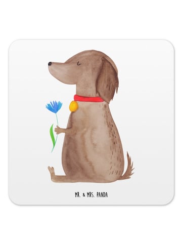 Mr. & Mrs. Panda Untersetzer für Gläser Hund Blume ohne Spruch in Weiß