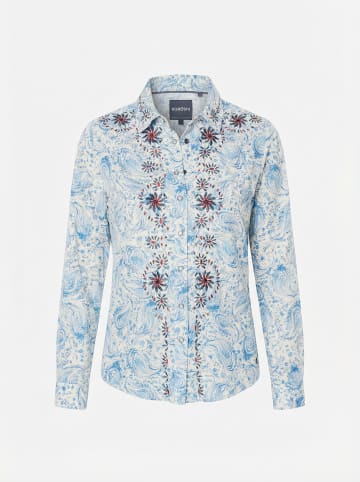 KOROSHI Damenhemd mit Kaschmirmuster bestickt in blau