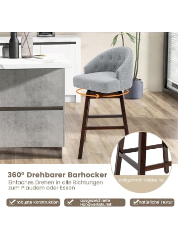 COSTWAY Barhocker 2er Set in Grau