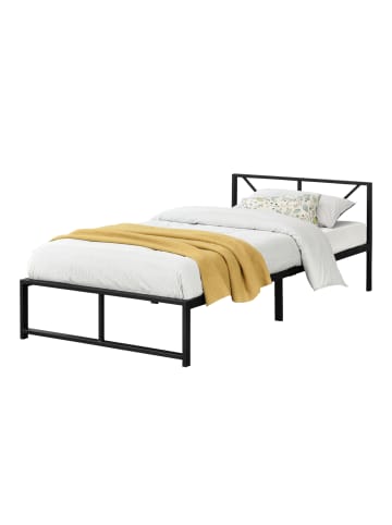 en.casa Metallbett Meran in Schwarz (B)90cm