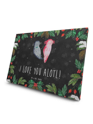 Mr. & Mrs. Panda Tee Adventskalender Axolotl Liebe mit Spruch in Kreidetafel