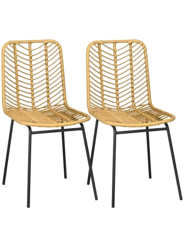 HOMCOM Esszimmerstühle-44L x 58B x 85H cm-Gelb