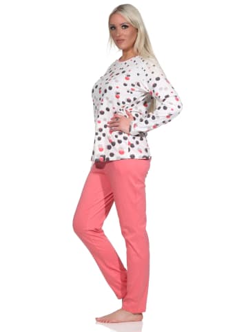 NORMANN langarm Schlafanzug Pyjama TupfenPunkte - 72352 in apricot