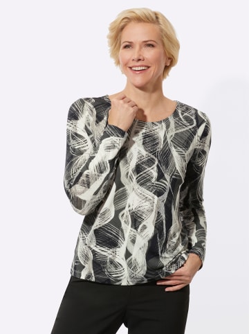 WITT WEIDEN Rundhals-Shirt in schwarz-ecru-bedruckt