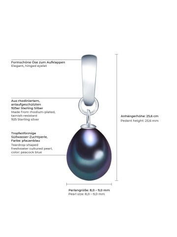 Valero Pearls Anhänger aus Sterling Silber mit Süßwasser-Zuchtperle in silber