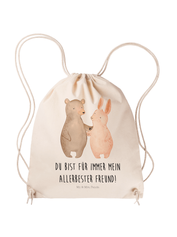 Mr. & Mrs. Panda Turnbeutel Bär und Hase Umarmen mit Spruch in Creme