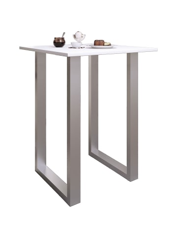 ebuy24 Bartisch Xona silberfarben Weiß 80 x 80 cm