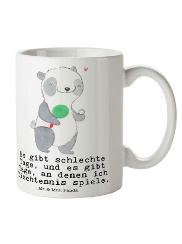 Mr. & Mrs. Panda Keramiktasse Panda Tischtennis mit Spruch in Weiß