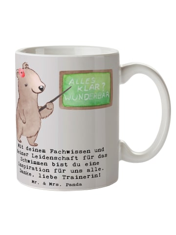 Mr. & Mrs. Panda Tasse Schwimmen Trainerin Inspiration mit Spruch in Grau Pastell