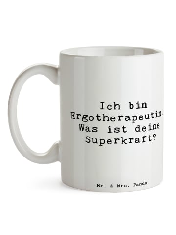 Mr. & Mrs. Panda Kaffeebecher Spruch Super Ergotherapeutin mit S... in Weiß