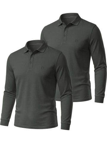 normani 2er Set Herren Langarm Poloshirt Lyroe in Anthrazit