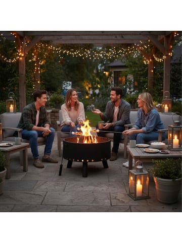 relaxdays Feuerschale in Schwarz - Ø 58,5 cm
