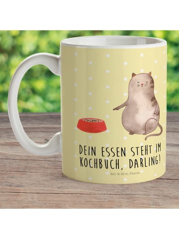 Mr. & Mrs. Panda Tasse Katze Fressen mit Spruch in Gelb Pastell