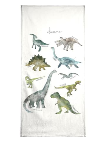 Juniqe Handtuch "Dinosaurs" in Blau & Cremeweiß