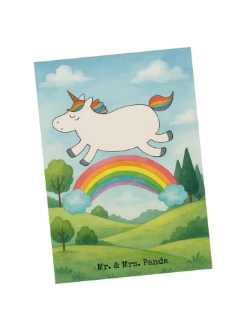 Mr. & Mrs. Panda Grußkarte Einhorn Regenbogen Design ohne Spruch in Weiß