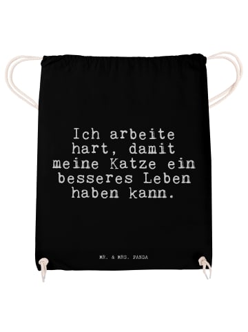 Mr. & Mrs. Panda Stofftasche Ich arbeite hart, damit... mit Spruch in Schwarz